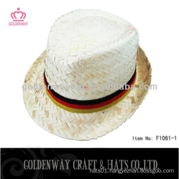 fashion mens kwai grass natural straw fedora hats factory custom design for german flag band world cup